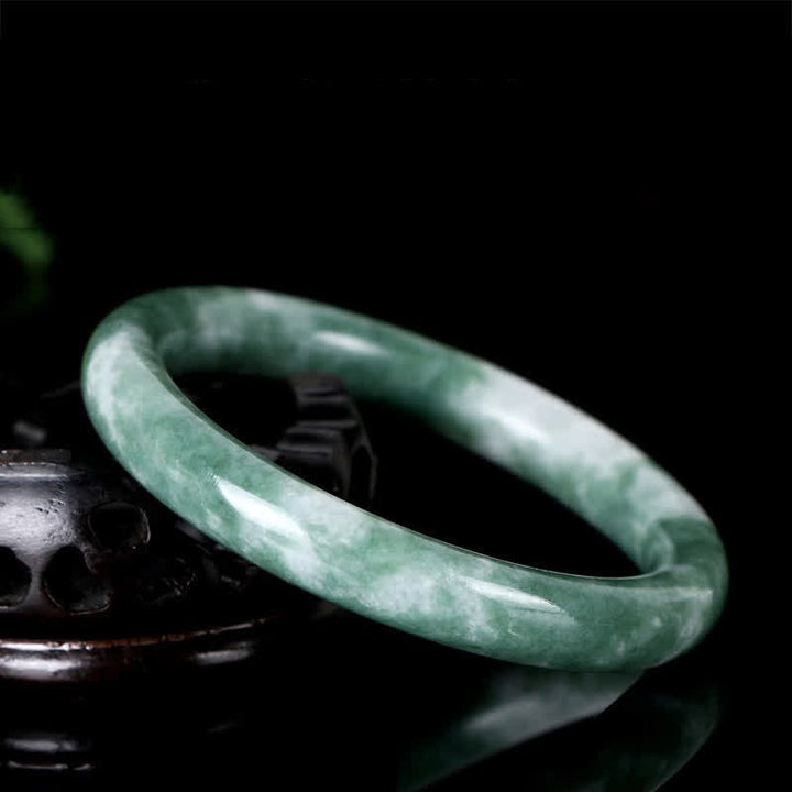 Buddha Stones天然翡翠の幸運の豊かさのバングルブレスレット
