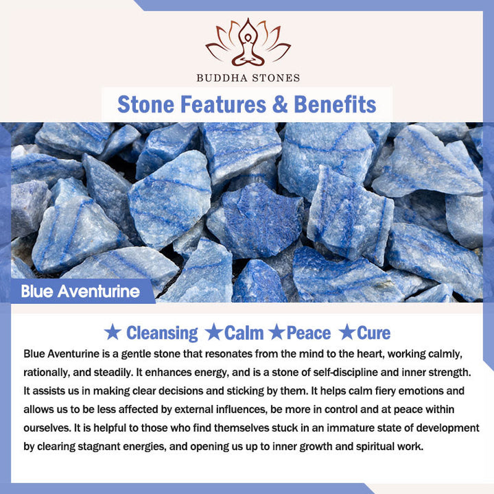 Buddha Stones天然ブルーアベンチュリンクリスタルパールビーズヒーリングブレスレット
