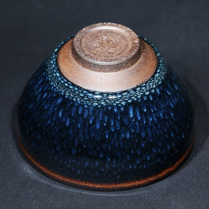 Buddha Stones手作り ブルーフランコリヌス スポット 中国 Jianzhan 陶器 ティーカップ カンフー ティーカップ ボウル