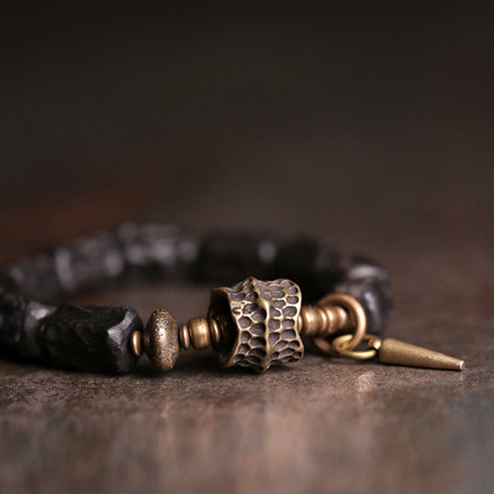 Buddha Stones黒檀 銅 バランス 守護 カップル ブレスレット