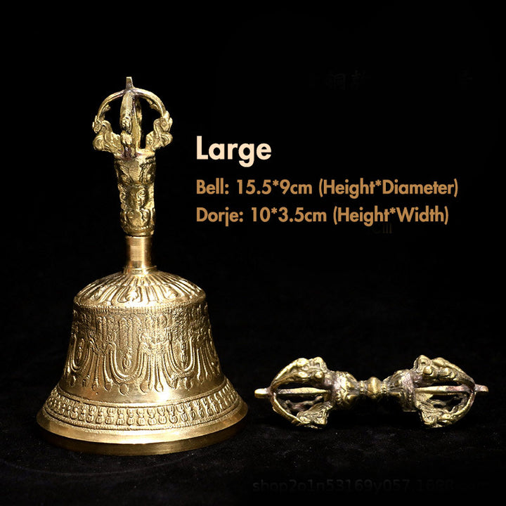 Buddha Stonesチベット瞑想ベルと金剛杵ドルジェ銅製装飾セット - 金 - 大きい - image 15