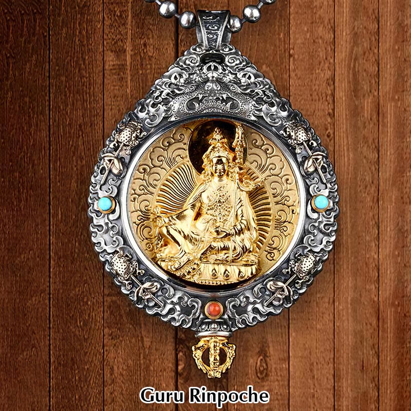 Buddha Stones十二支誕生仏タンカ 九宮 八図 富 回転式ネックレスペンダント - グル・リンポチェ - image 13
