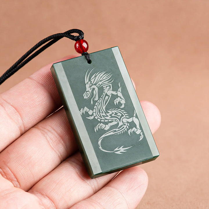 Buddha Stones和田翡翠 龍彫り 成功のネックレスペンダント - image 4