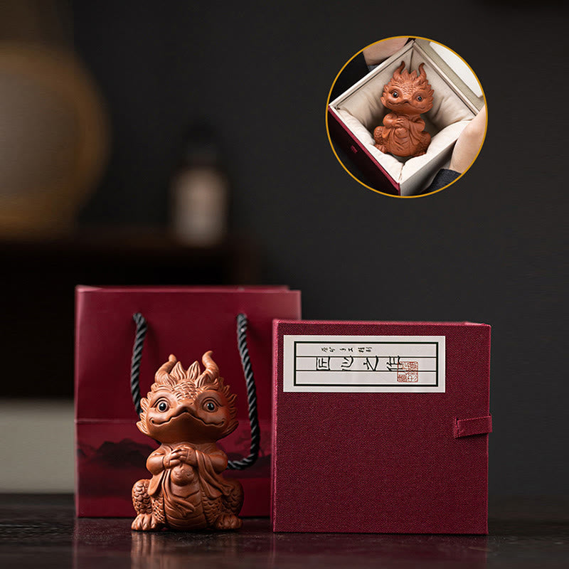 Buddha Stones幸運 龍 富 茶 ペット 紫 粘土 置物 装飾 - image 24