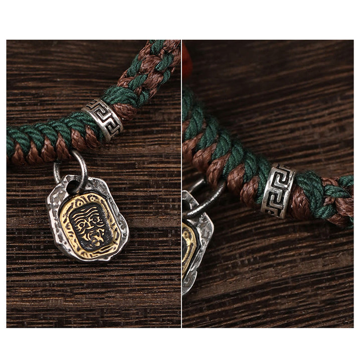 Buddha Stonesハンドメイド チベットシルバー 925 スターリングシルバー ザキラム 富の女神 ラクダの骨 守護 編み込みブレスレット