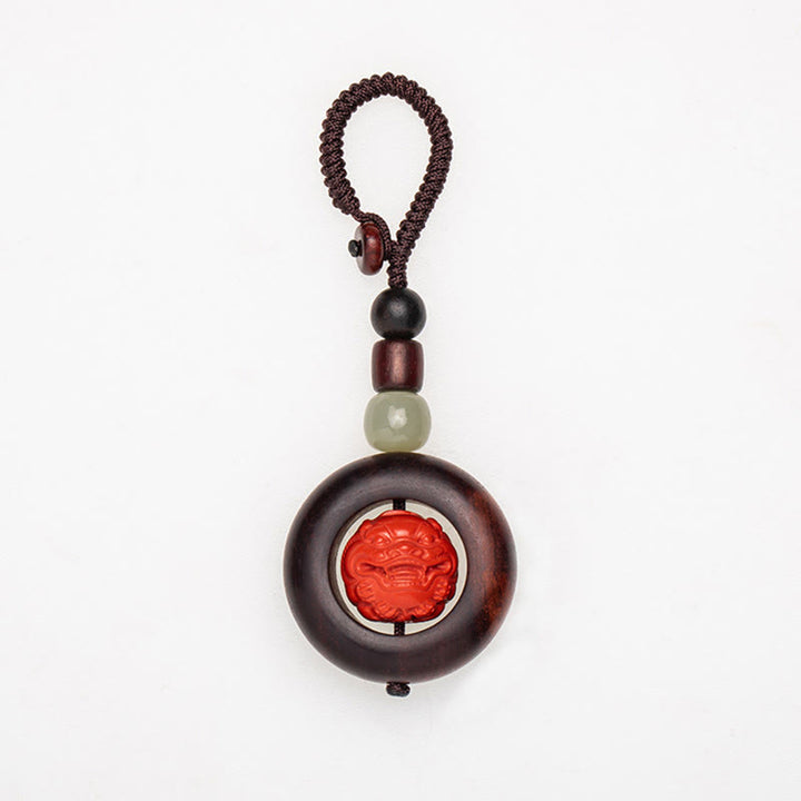 チベットのBuddha Stones、Om Mani Padme Hum、貔貅（ピクシウ）銅貨、小葉、紅檀、辰砂、守護キーチェーン