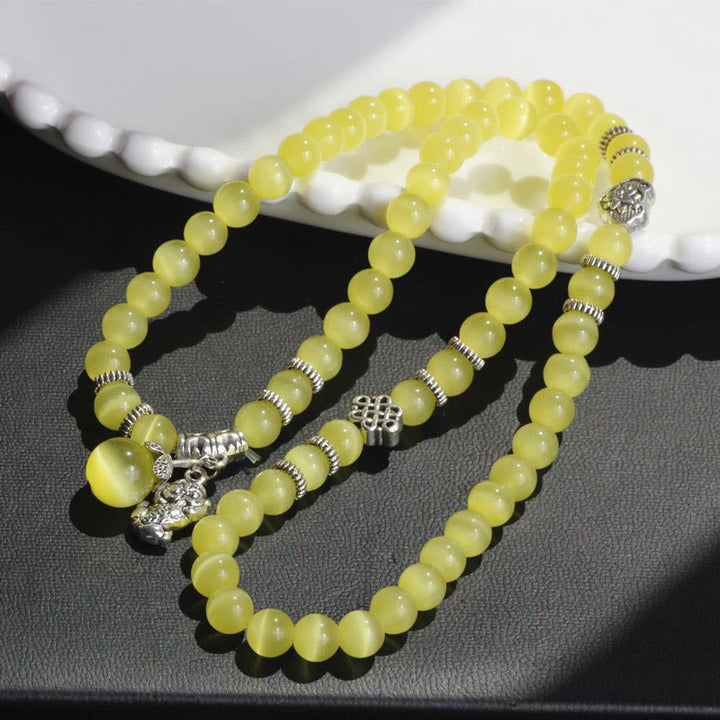 Buddha Stonesキャットアイ貔貅サポートトリプルラップブレスレット