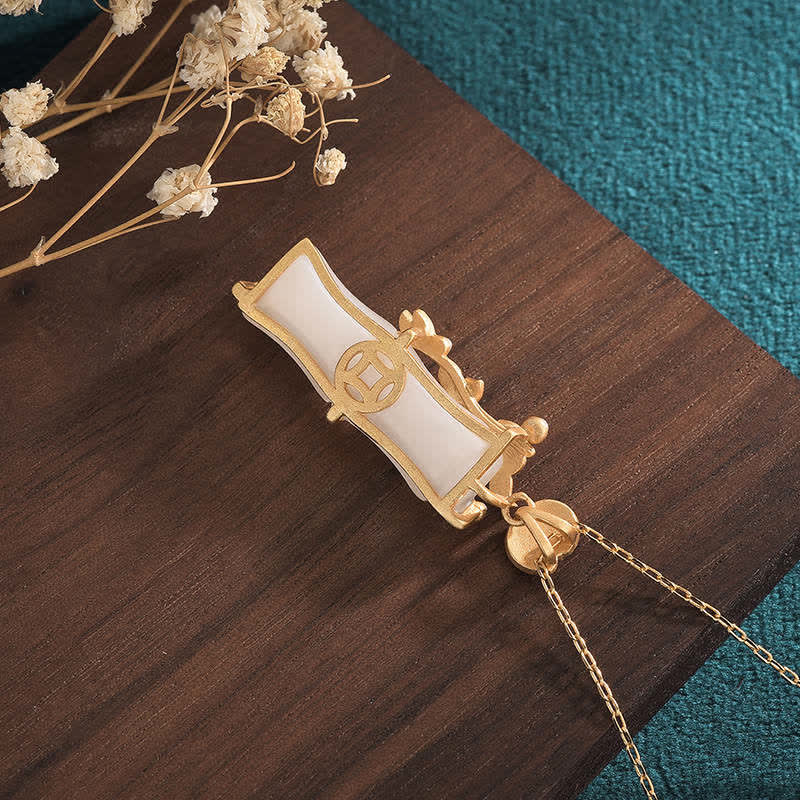 Buddha Stones白翡翠 竹 蓮の花 幸運 守護 ネックレス ペンダント - image 4
