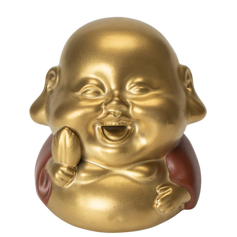 小さな仏陀の笑い仏陶器の癒しの香炉
