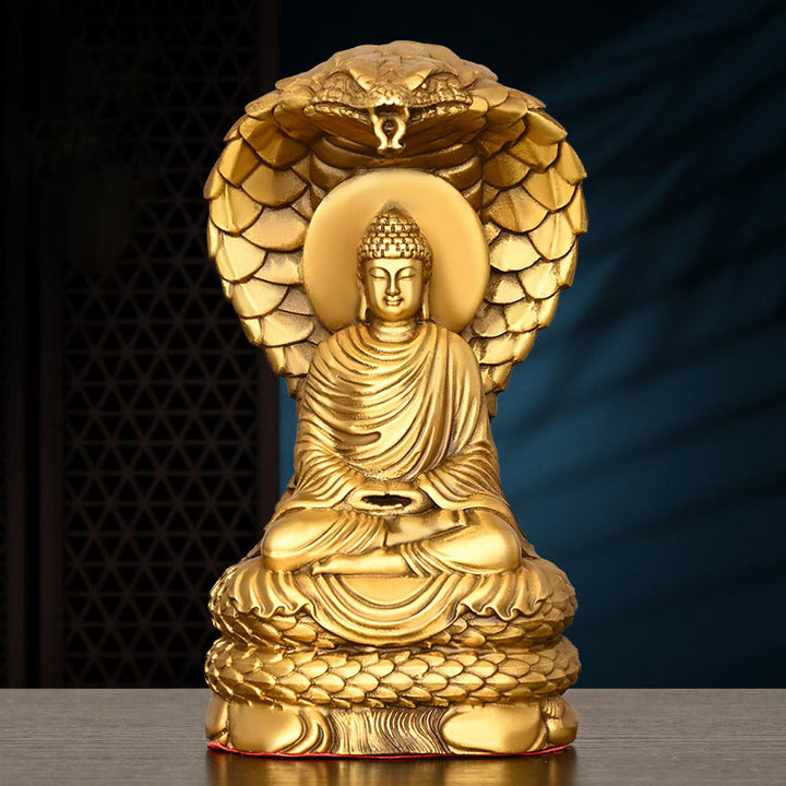 Buddha Stones釈迦牟尼仏 蛇の置物 静寂の銅像 家へのお供え物 装飾