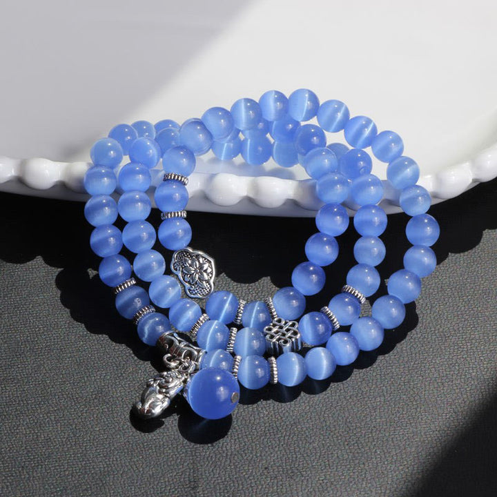 Buddha Stonesキャットアイ貔貅サポートトリプルラップブレスレット