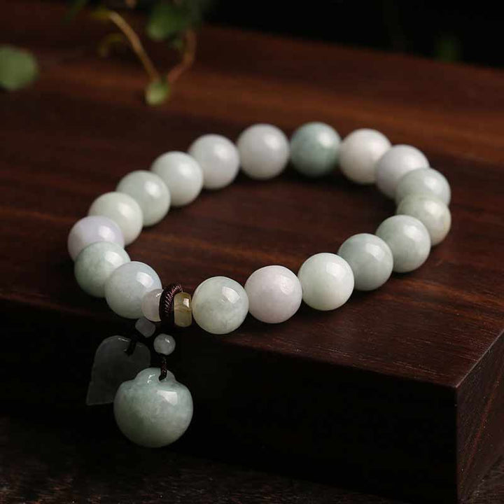 Buddha Stones天然翡翠 翡翠仏 ひょうたん りんご 成功ブレスレット