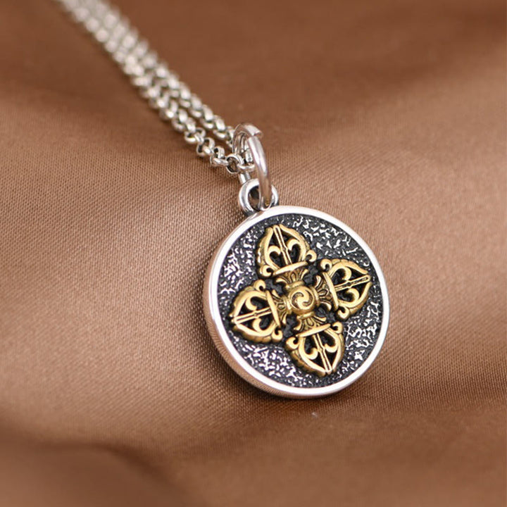 Buddha Stones925スターリングシルバー ダブルドルジェヴァジュラ 祝福ネックレスペンダント