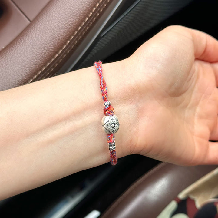 Buddha Stones999 スターリングシルバー 柿 幸運 マルチカラー 編み込みブレスレット
