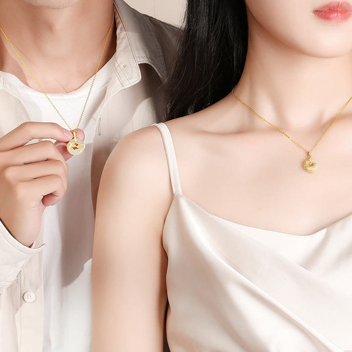 Buddha Stones925 スターリングシルバー 龍年 和田翡翠 ゴールデンドラゴン フェニックス 平和バックル 幸運ネックレスペンダント