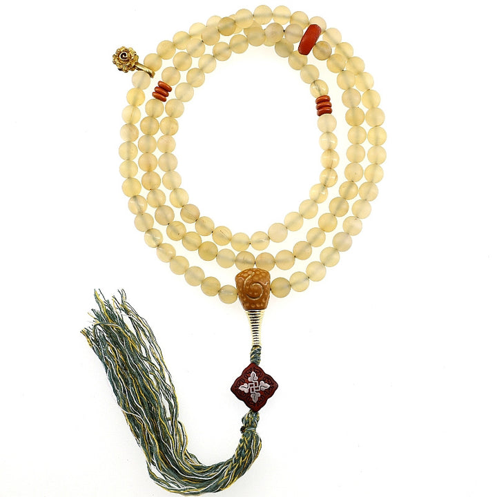 Buddha Stones108 個入りMalaビーズ チベット産 羊角琥珀 幸運のブレスレット