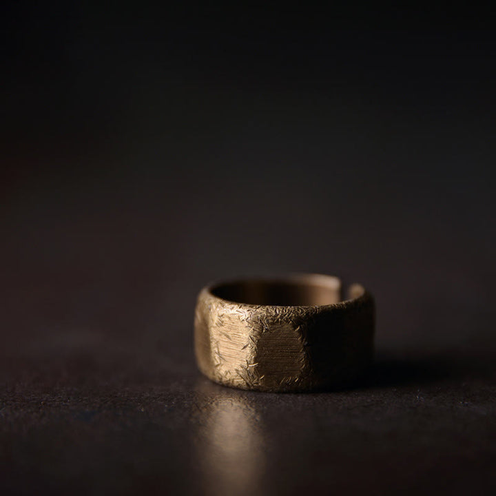 チベットのシンプルなデザインの銅真鍮製フロストウェルスリング - 10mm - 56.2mm - image 8