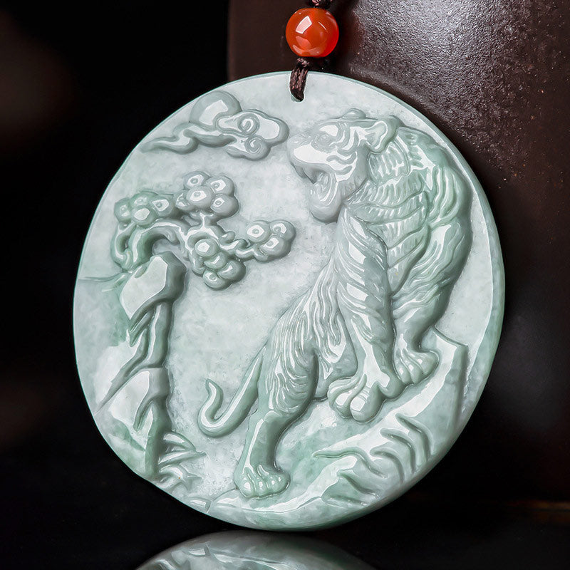 Buddha Stones十二支 虎 翡翠 守護 ネックレス 紐 ペンダント