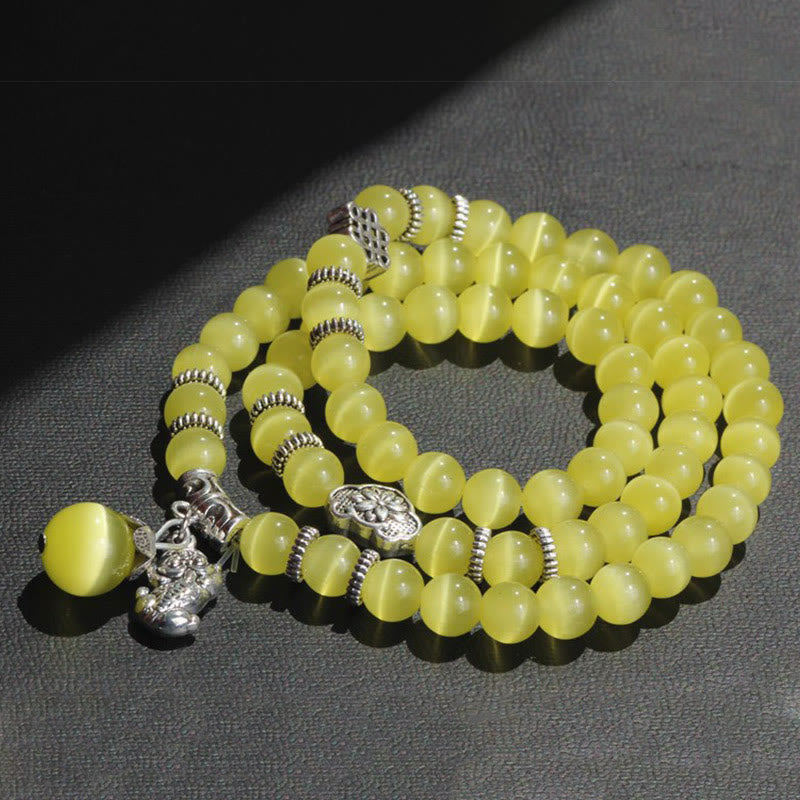 Buddha Stonesキャットアイ貔貅サポートトリプルラップブレスレット