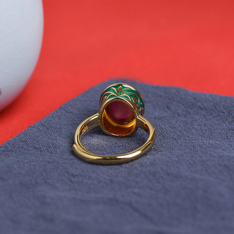 Buddha Stones925 スターリングシルバー レッドコランダム 勇気リング