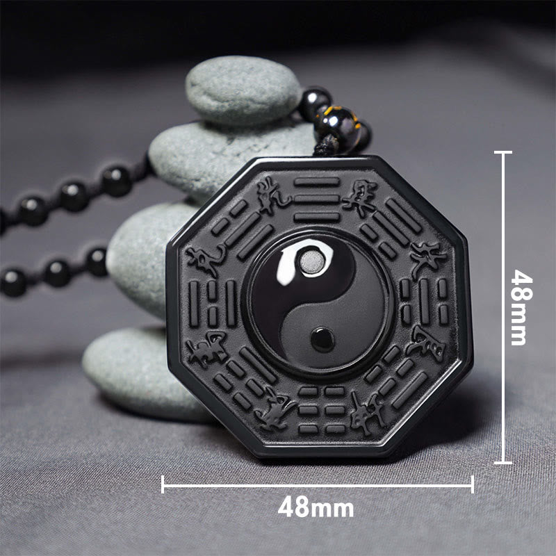 Buddha Stones黒曜石陰陽ペンダントネックレス - image 3