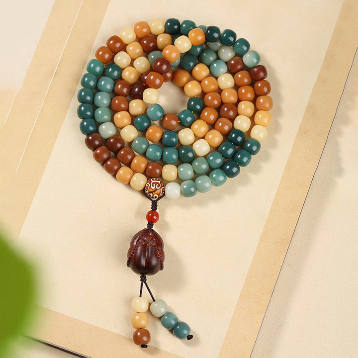 Buddha Stones天然菩提樹の実 蓮の花珠 平和と調和のチャームブレスレット