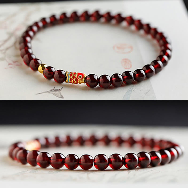 Buddha Stones999ゴールド 鯉 天然ガーネット守護ブレスレット - image 7