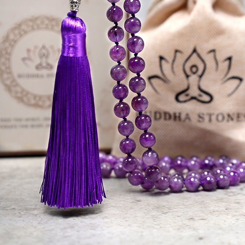 Buddha Stonesチベット 108Malaビーズネックレス ヨガ 瞑想 祈りのビーズネックレス