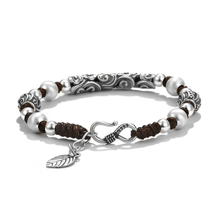 Buddha Stonesチベット ハンドメイド 銅製 999 スターリングシルバー 縁起の良い雲 富の紐ブレスレット