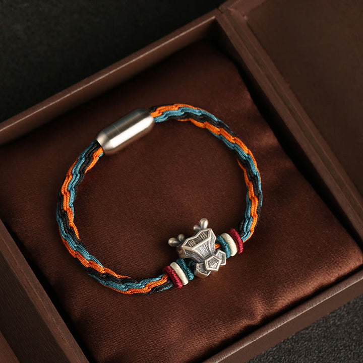 Buddha Stonesハンドメイド 999 スターリングシルバー 龍年 十二支 守護 カラフル 輪廻 結び目 ロープ ブレスレット