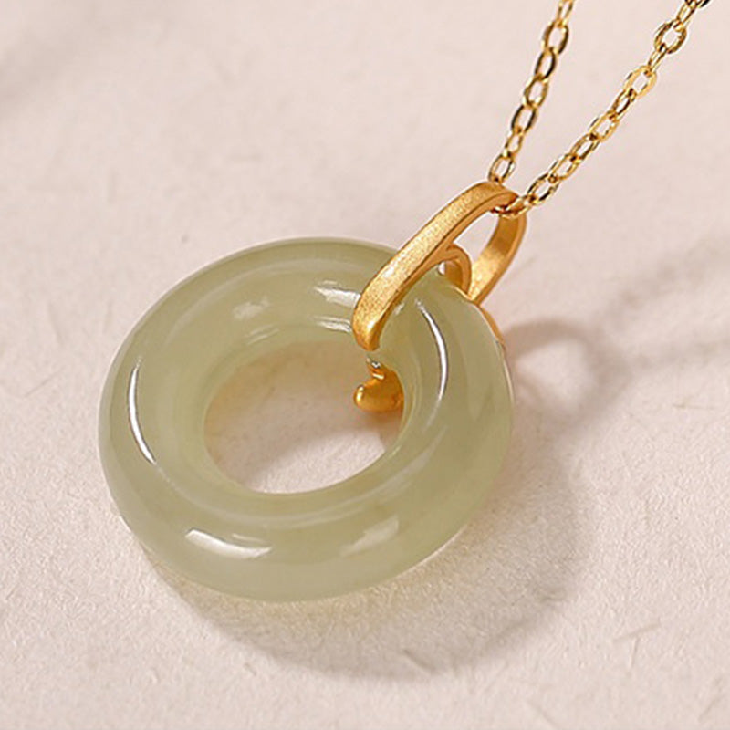 Buddha Stones 925スターリングシルバー シアン翡翠 ピースバックル 竹の葉 ハーモニーネックレスペンダント