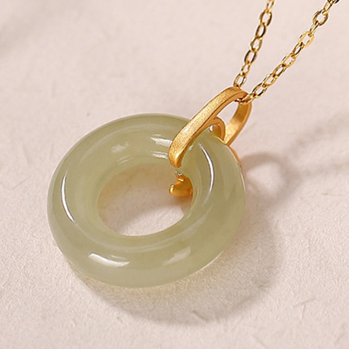 Buddha Stones 925スターリングシルバー シアン翡翠 ピースバックル 竹の葉 ハーモニーネックレスペンダント