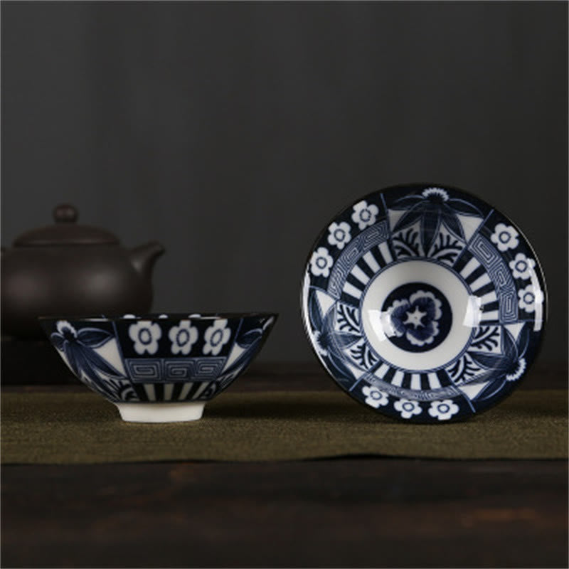 Buddha Stones、花、フーキャラクター、山、蓮、桜、陶器のティーカップ、カンフーティーカップ