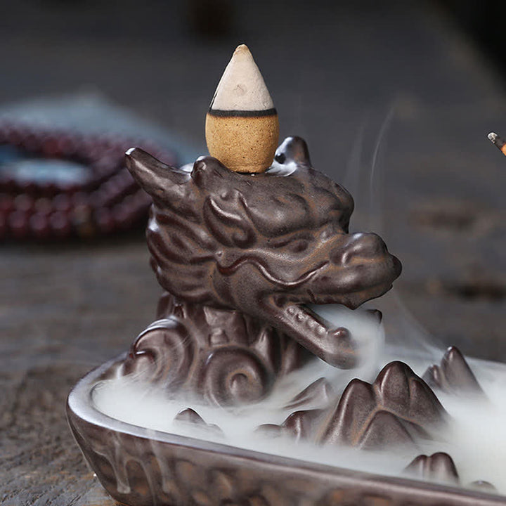 Buddha Stones龍山 力強い 陶器 香炉 装飾