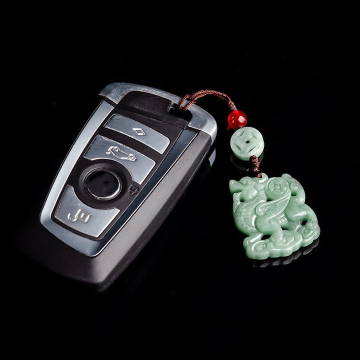 Buddha Stones天然翡翠 麒麟 繁栄の電話掛け飾り