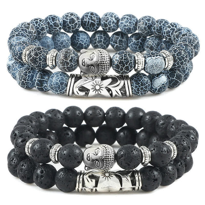Buddha Stones2個入り 天然水晶瑪瑙 仏陀守護ブレスレット