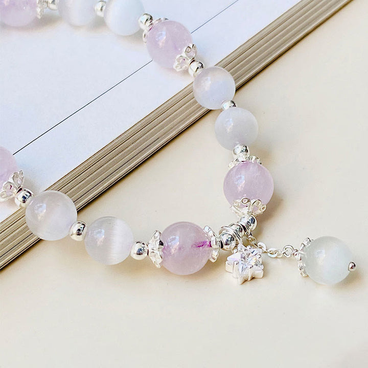 Buddha Stones925スターリングシルバー 天然アメジスト キャッツアイ スピリチュアルアウェアネススターブレスレット - image 3