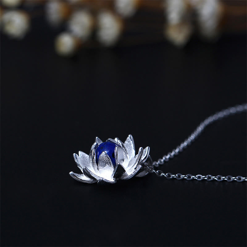 Buddha Stones925スターリングシルバー ラズライト ロータスフラワー セルフケアネックレスペンダント - image 5
