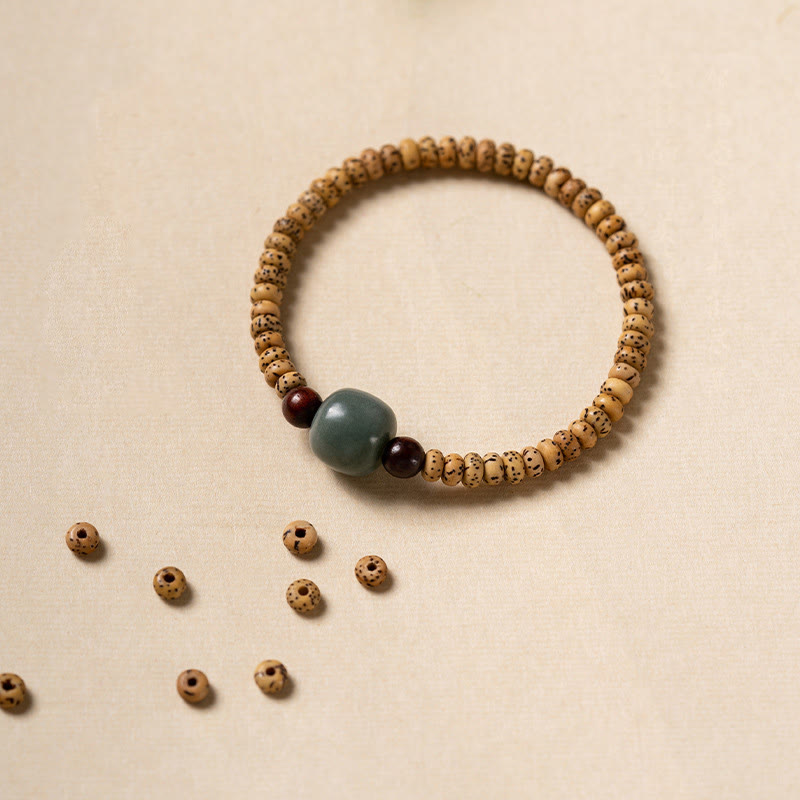 Buddha Stones菩提樹の小さな葉の紫檀の知恵のブレスレット