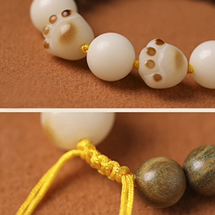 Buddha Stones天然緑白檀菩提樹 猫の足爪治癒ブレスレット - image 7