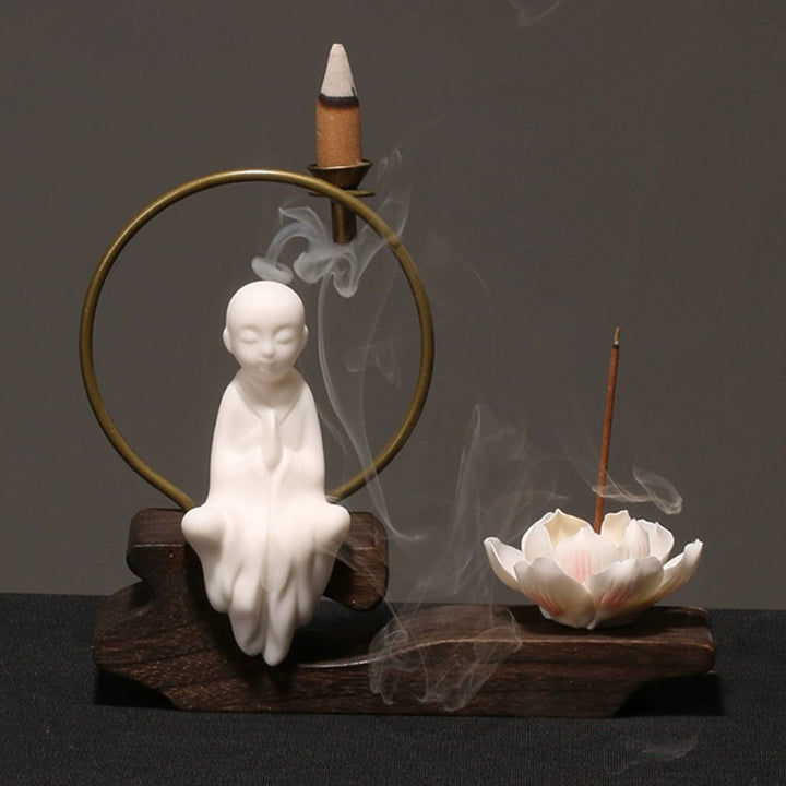 Buddha Stones陶器 蓮 癒し 瞑想 香炉 装飾