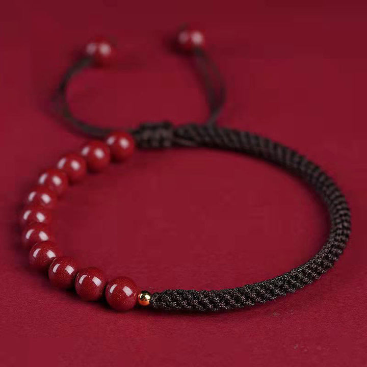 Buddha Stones天然辰砂キングコングノット祝福ストリングブレスレット
