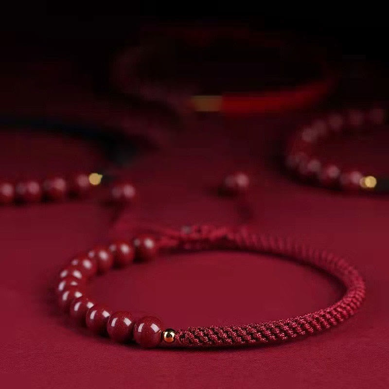 Buddha Stones天然辰砂キングコングノット祝福ストリングブレスレット