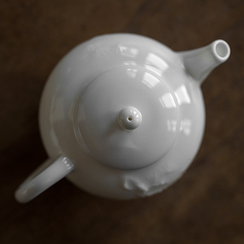 白梅松竹彫刻デザイン陶器ティーポット
