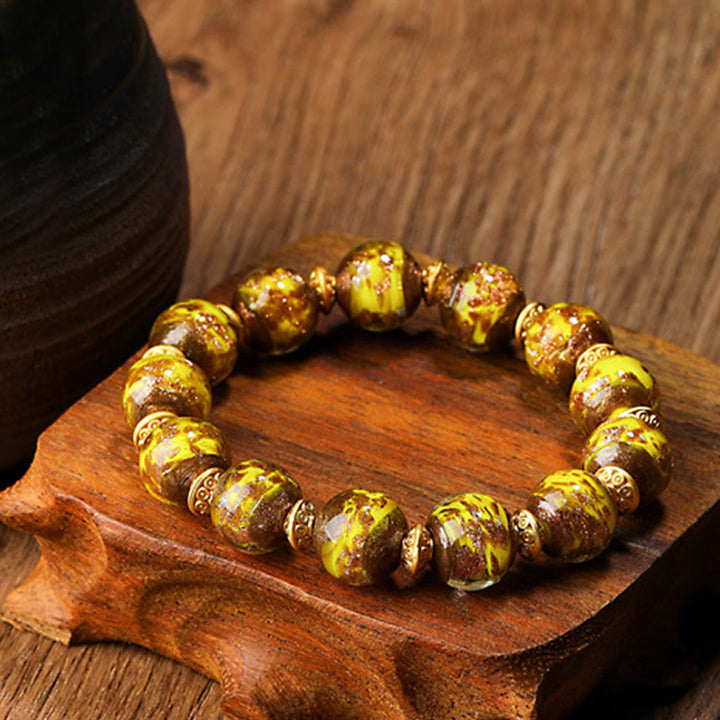 Buddha Stones金呑み獣ファミリーチャーム 琉璃ガラスビーズ 幸運ブレスレット