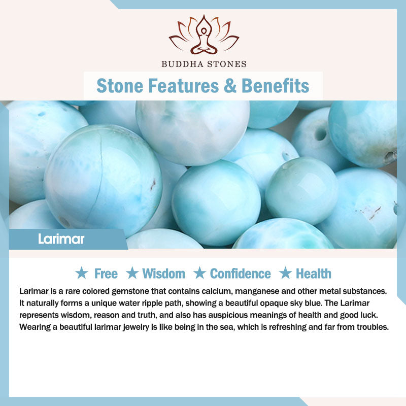 Buddha Stones天然ラリマーの知恵と自信のブレスレット