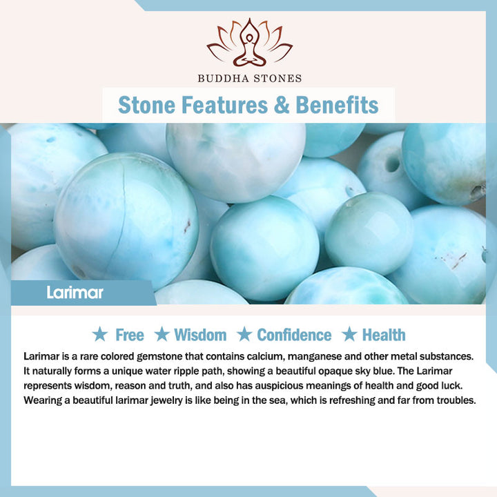 Buddha Stones天然ラリマーの知恵と自信のブレスレット