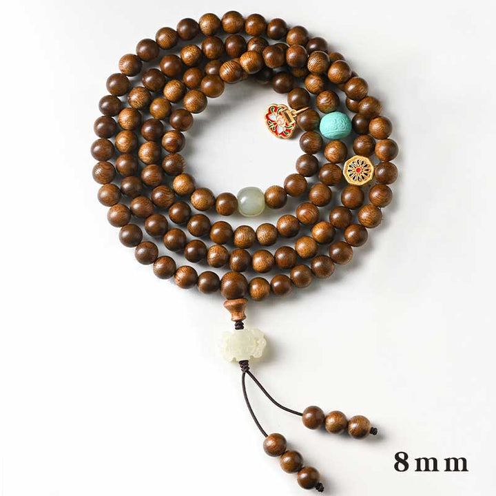 Buddha Stonesチベットローズウッド 保護 静寂 ブレスレットMala