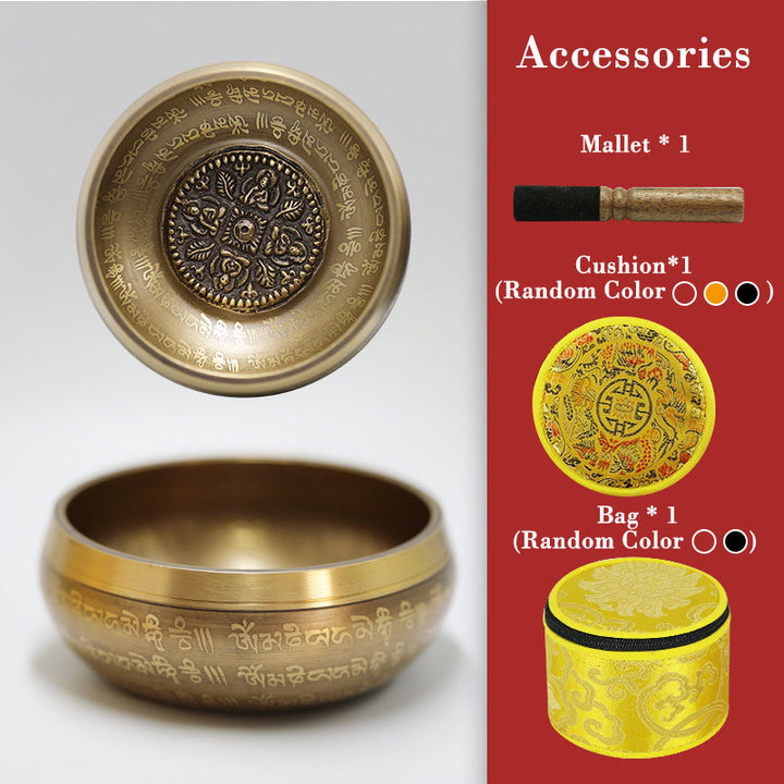 Buddha Stones チベットのサウンドボウル、ヨガ、マインドフルネス、瞑想のための手作りシンギングボウルセット - 4.72インチ（12cm） - image 2