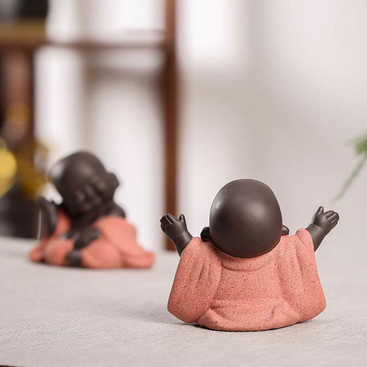 いつも笑顔のBuddha Stones笑う仏 富と幸運 紫粘土 弥勒像 装飾
